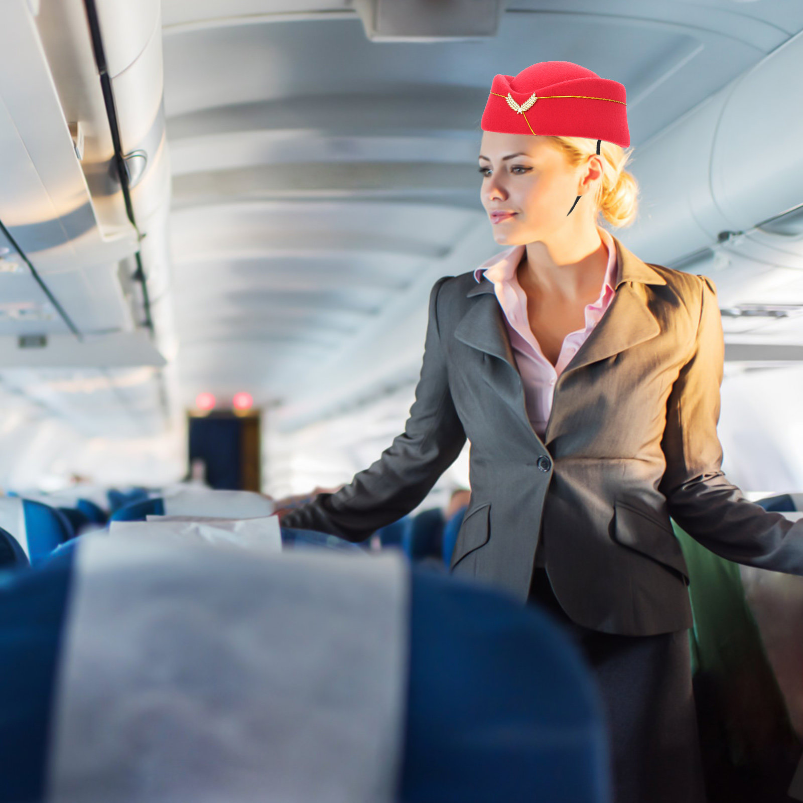 Easy Cosplay Prop - Stylish Flight Attendant Hat Red Decorative