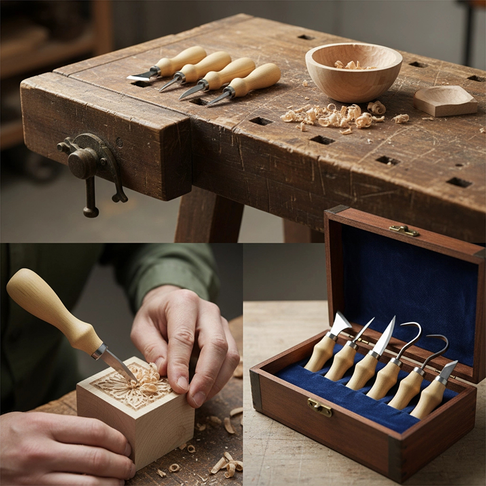 Craft Knife Set - 5pc Wood Carving Tools Set Oak