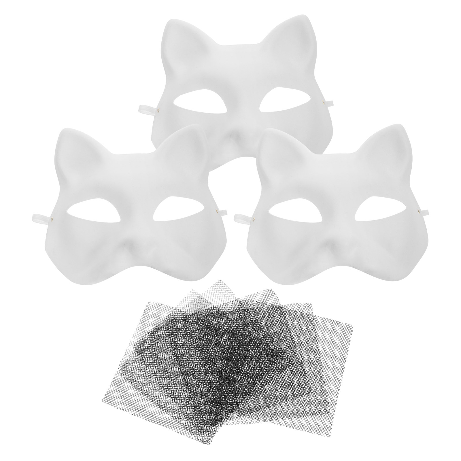 Cosplay Prop Painting - 3Sets Cat Mask Unpainted Blank Paper