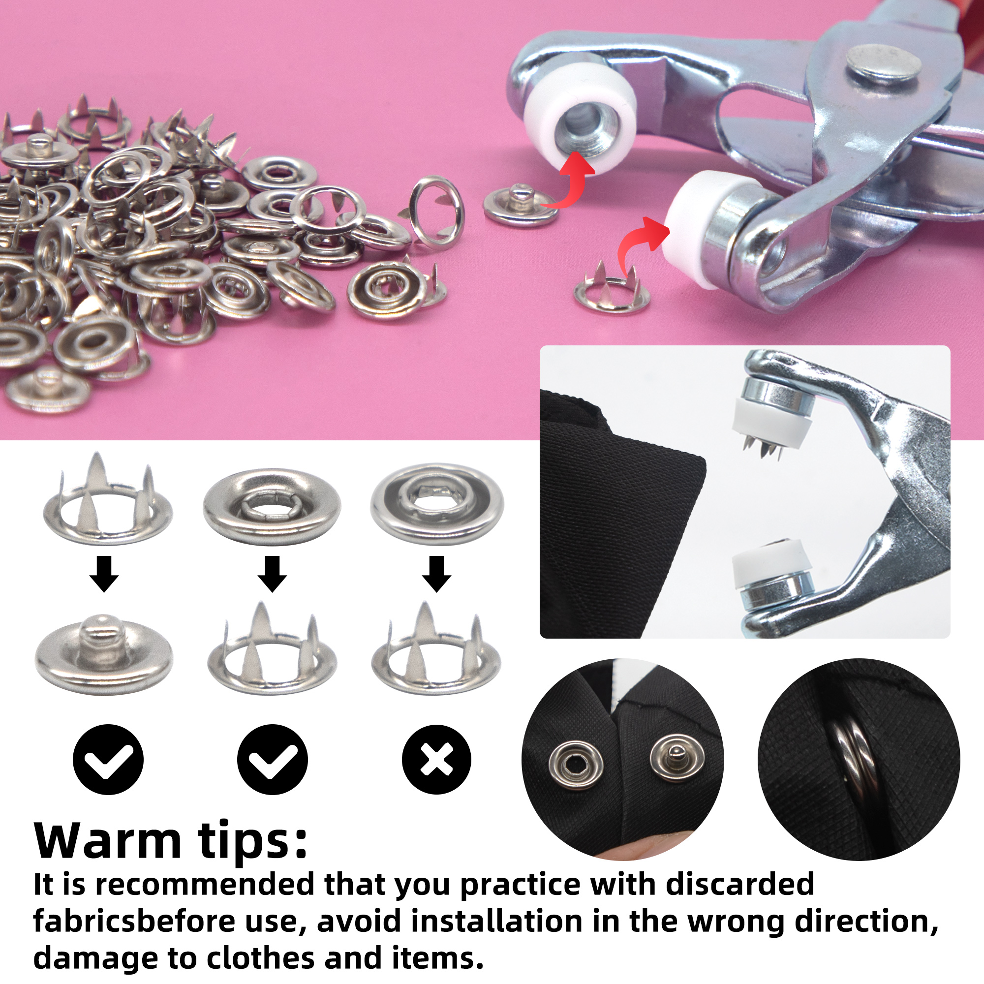50 Sets Snap Fasteners Kit Too - Snap Fastener Set recensione e prezzo