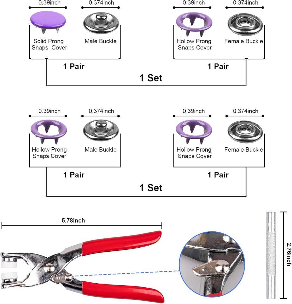 200 Set Snap Button Kit, 9.5mm - Snap Fastener Set recensione e prezzo
