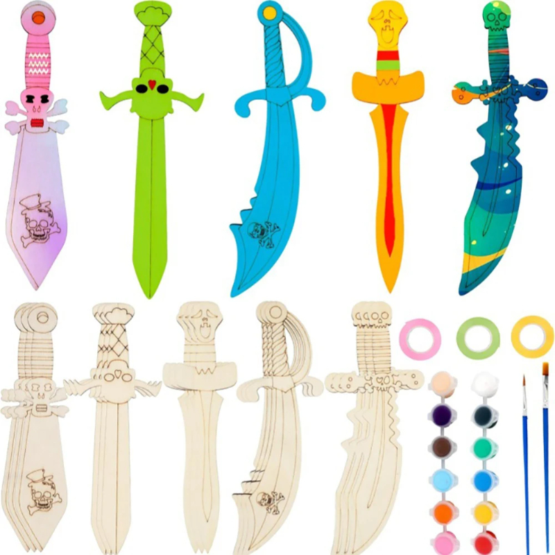 16pcs Wooden Swords Set Unfini - Cosplay Prop Painting recensione e prezzo
